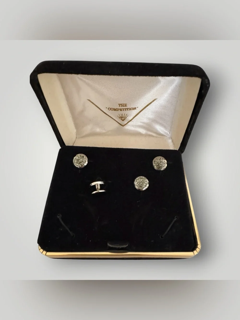 The Competition Vintage Men's Silver-Tone & Glittered Cufflinks Set
